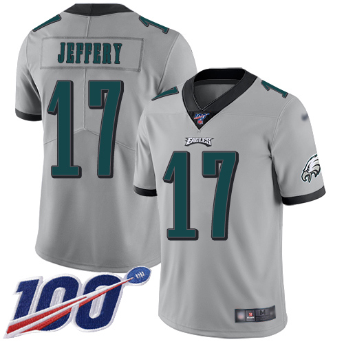 Men Philadelphia Eagles #17 Alshon Jeffery Limited Silver Inverted Legend NFL Jersey 100th Season Football->philadelphia eagles->NFL Jersey